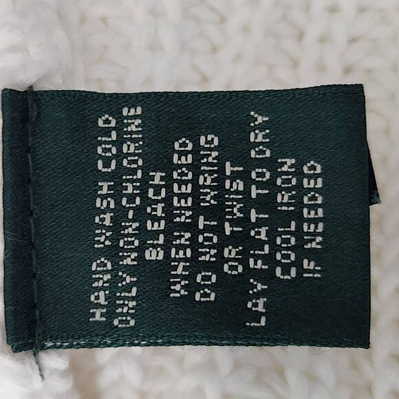 Lauren Ralph Lauren LRL crewneck cable knit sweater white cotton medium - Picture 6 of 7